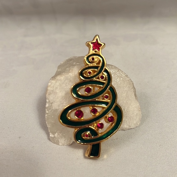 LIA Vintage Christmas Tree Brooch Pin - Picture 2 of 7